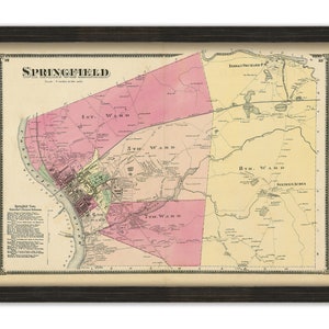 SPRINGFIELD, Massachusetts 1870 Map
