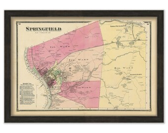 SPRINGFIELD, Massachusetts 1870 Map