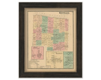 KENDALL, New York 1875 Map, Replica or Genuine Original