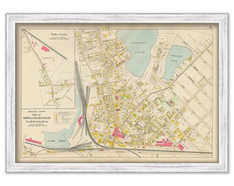 SOUTH FRAMINGHAM, Massachusetts 1908 Map - Replica or GENUINE Original