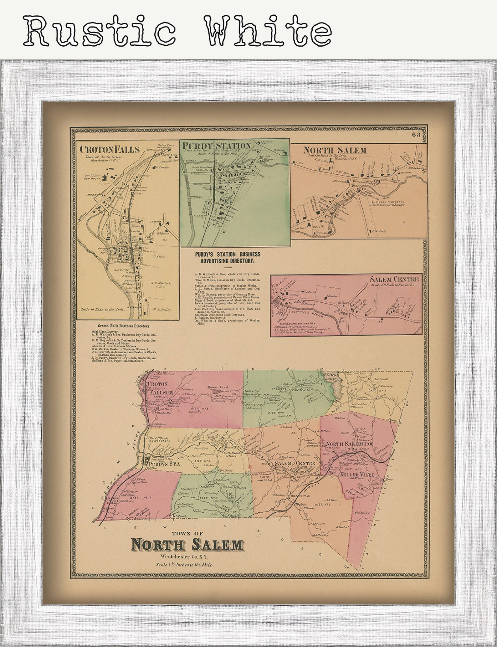 Town of NORTH SALEM New York 1868 Map - Etsy