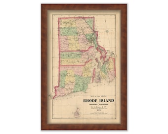 RHODE ISLAND State Map 1870