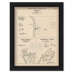 Nonquitt, West Falmouth & Quamquissett Harbors, MA - Nautical Chart by George W. Eldridge 1901