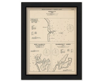 Nonquitt, West Falmouth & Quamquissett Harbors, MA - Nautical Chart by George W. Eldridge 1901