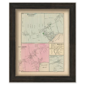 Bellport and East Moriches, Brookhaven, New York 1873 Map, Replica and GENUINE ORIGINAL