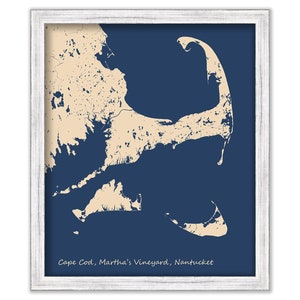 Cape Cod, Martha&#39;s Vineyard and Nantucket, Massachusetts - Contemporary Map Poster