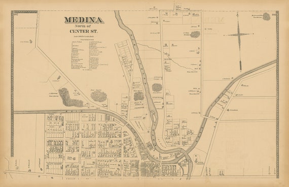 MEDINA, New York 1875 Map, Replica or Genuine Original - Etsy
