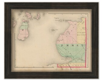 EMMET COUNTY, Michigan 1873 Map - Replica or Genuine ORIGINAL