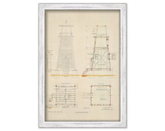 FORT WASHINGTON LIGHTHOUSE, Maryland  - Drawing and Plan of the Lighthouse as it was in 1904