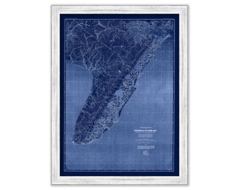 CAPE MAY, New Jersey  -  1888 Topographical Map Blueprint