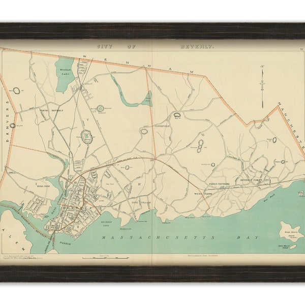 Beverly Massachusetts Map Chart Etsy