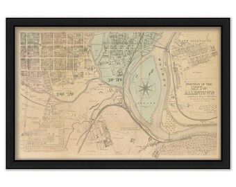 ALLENTOWN, Pennsylvania 1876 Map - Replica or Genuine Original