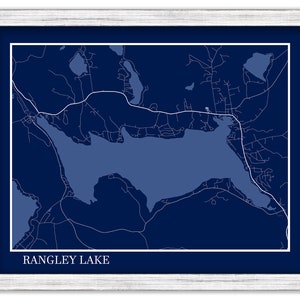 RANGLEY LAKE, Maine -  Contemporary Map Poster Blueprint