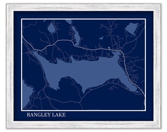 RANGLEY LAKE, Maine -  Contemporary Map Poster Blueprint