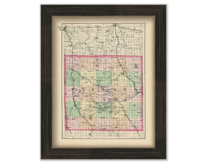 OAKLAND COUNTY, Michigan 1873 Map - Replica or Genuine Original