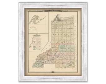 DOUGLAS and BURNETT COUNTIES, Wisconsin 1878 Map, Replica or Genuine Original