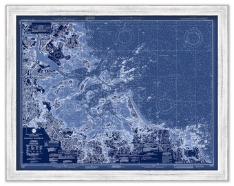 BOSTON HARBOR, Massachusetts - 1979 Nautical Chart Blueprint
