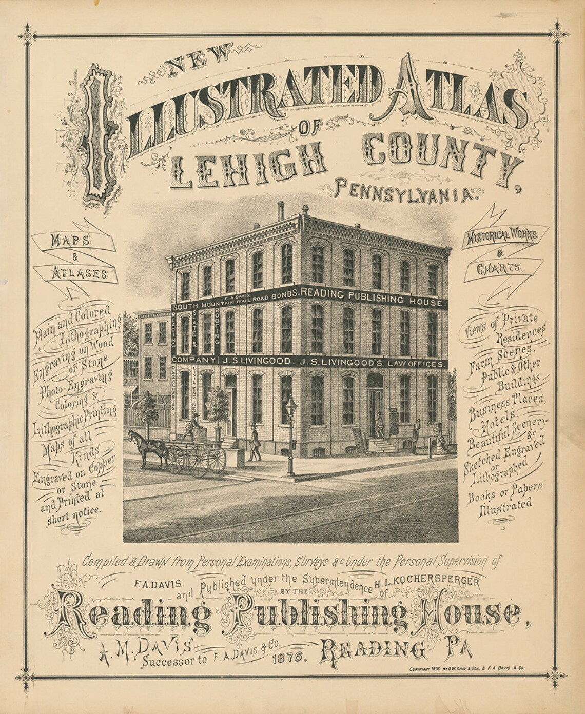 FOGELSVILLE TREXLERTOWN and CHAPMANS Pennsylvania 1876 Map Etsy
