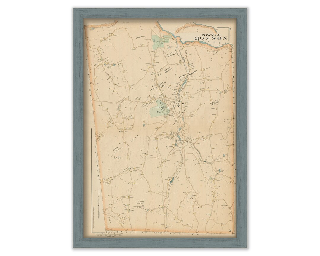 MONSON, Massachusetts 1894 Map Replica or Genuine ORIGINAL Etsy