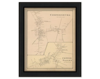 COOPERSBURG and CENTER VALLEY, Pennsylvania 1876 Map - Replica or Genuine Original