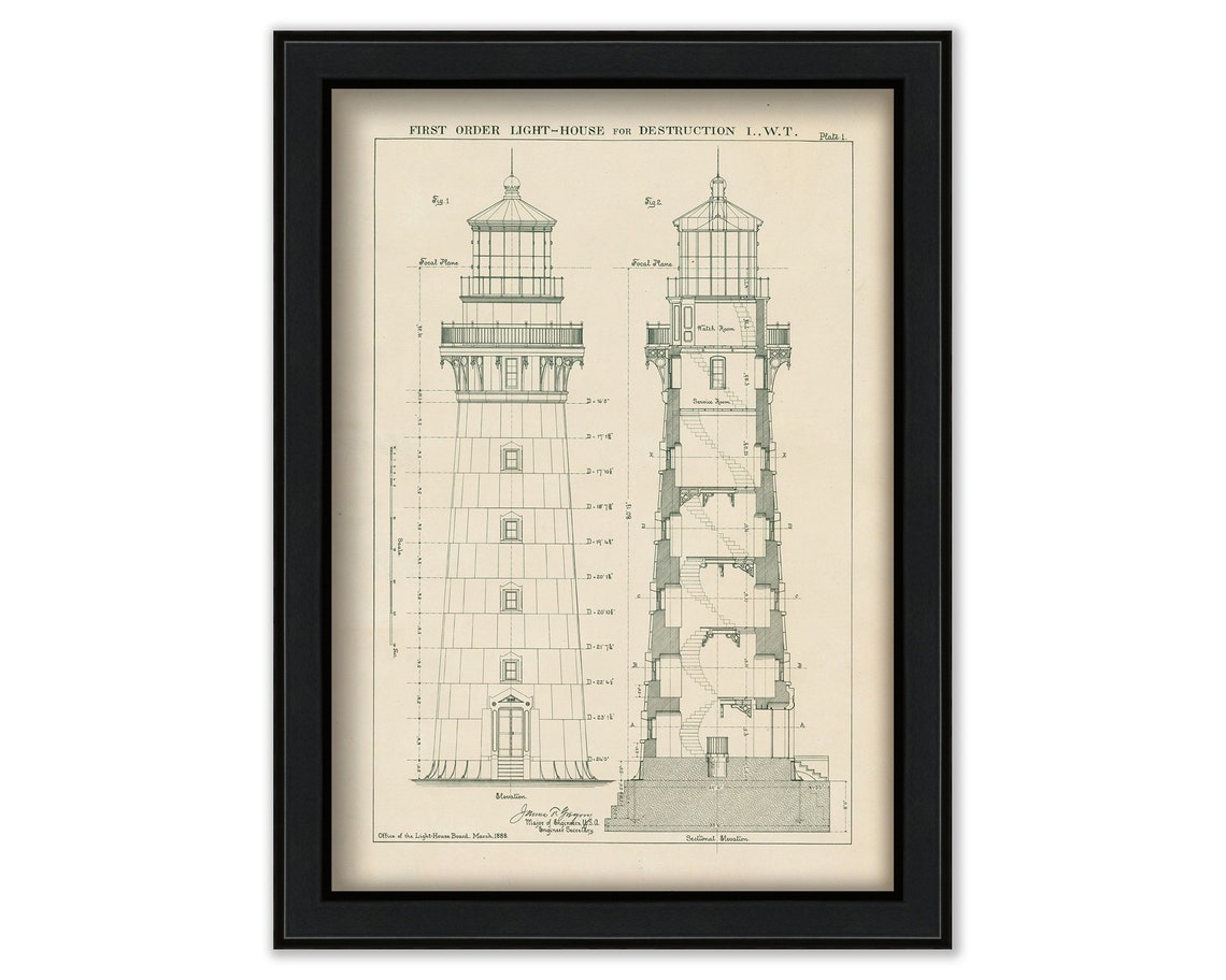 Destruction Island Lighthouse, Washington State - Architectural Drawing ...