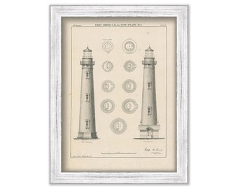 SAND ISLAND LIGHTHOUSE, Alabama  - Drawing and Plan of the Lighthouse as it was in 1871.