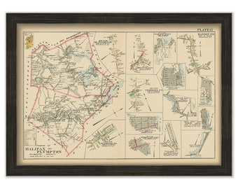 HALIFAX and PLYMPTON, Massachusetts Town and Villages - 1903 Map