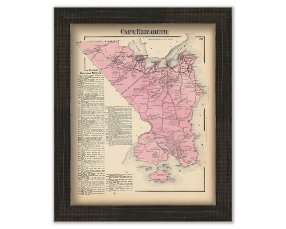CAPE ELIZABETH, South Portland, Maine 1871 Map, Replica or Genuine ORIGINAL