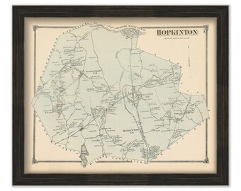 HOPKINTON, Massachusetts 1875 Map - Replica or Genuine ORIGINAL