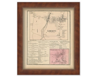 Villages of NORTH COHOCTON and LIBERTY, New York 1873 Map, Replica or Genuine Original