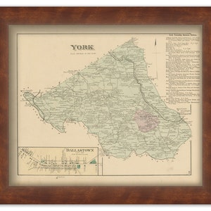 YORK, Pennsylvania 1876 Map - Replica or Genuine ORIGINAL