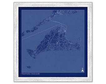 MARTHA'S VINEYARD, Massachusetts - Minimalist Map Blueprint