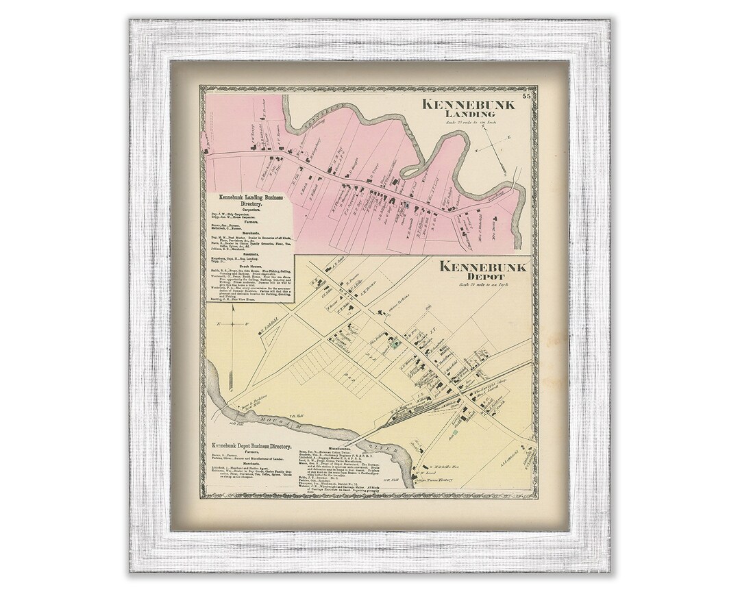 KENNEBUNK LANDING and KENNEBUNK Depot Maine 1872 Map Etsy