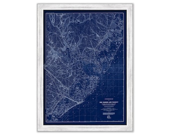 EGG HARBOR and VICINITY, New Jersey  -  1888 Topographical Map Blueprint