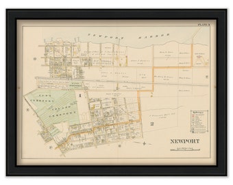 NEWPORT, Rhode Island 1893 Map-Plate S