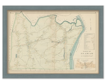 AGAWAM, Massachusetts 1894 Map  -  Replica or Genuine ORIGINAL