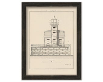 HUDSON CITY LIGHTHOUSE, New York  - Drawing and Plan of the Lighthouse as it was in 1874.