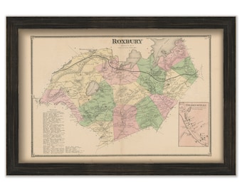 Town of ROXBURY, Morris County, New Jersey 1868 - Replica or Genuine Original Map