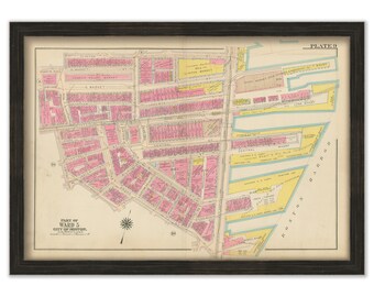 BOSTON, Massachusetts 1917 Map, Plate 9, Faneuil Hall, Waterfrontt  -  Replica or Genuine ORIGINAL