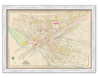 EAST BOSTON, Massachusetts 1912 map, Plate 31 - Bennington and Ashley Streets - Replica or GENUINE Original