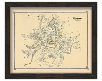 HUDSON, Massachusetts 1875 Map - Replica or Genuine ORIGINAL