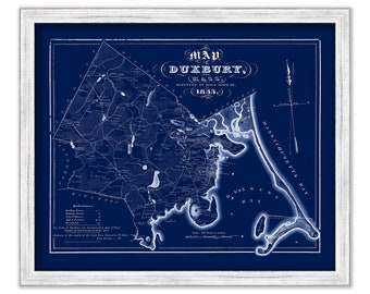 DUXBURY, Massachusetts 1833 Map by John Ford, Jr. - Blueprint Version