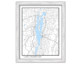 LAKE CHAMPLAIN, Vermont/New York - Contemporary Map Poster