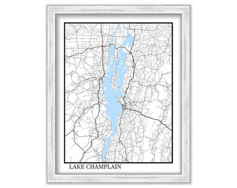 LAKE CHAMPLAIN, Vermont/New York - Contemporary Map Poster