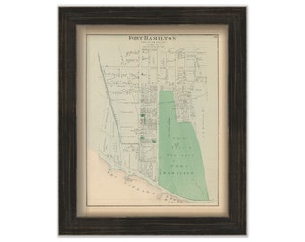 Fort Hamilton, Brooklyn, New York 1873 Map, Replica and GENUINE ORIGINAL