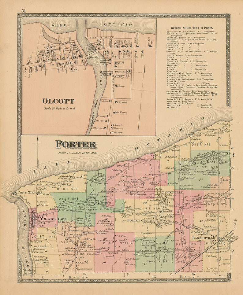 PORTER, New York 1875 Map, Replica or Genuine Original image 2