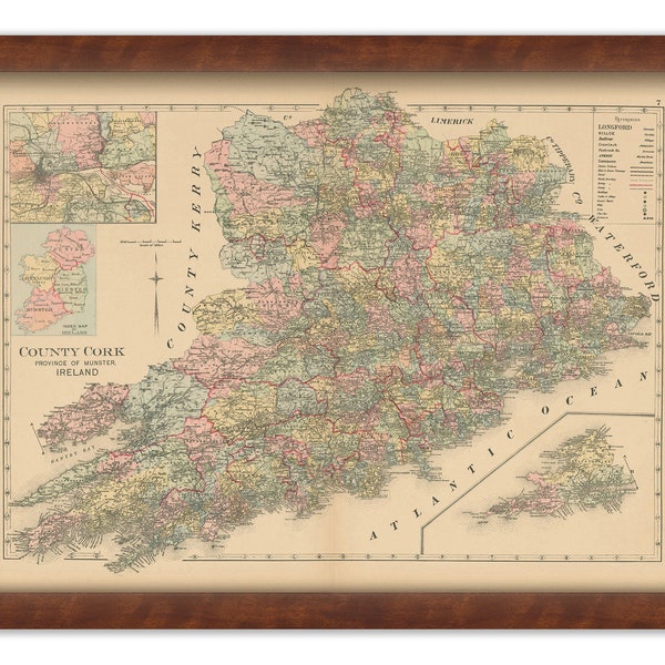 COUNTY CORK, Ireland 1901 Map - Replica or GENUINE Original