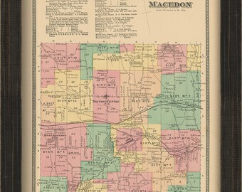 Town of MACEDON, New York 1874 Map, Replica and GENUINE ORIGINAL