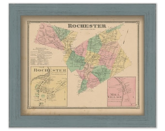 ROCHESTER, Windsor County, Vermont 1869 Map - Replica or Genuine ORIGINAL