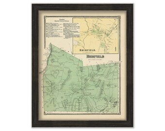 BRIMFIELD, Massachusetts 1870 Map - Replica or Genuine ORIGINAL